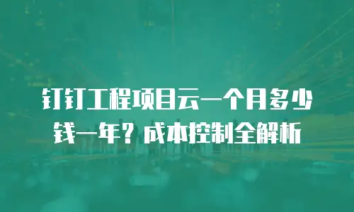 钉钉工程项目云一个月多少钱一年？成本控制全解析