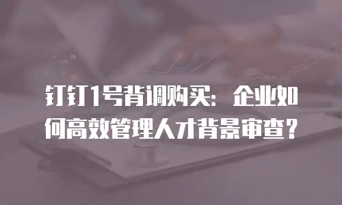 钉钉1号背调购买：企业如何高效管理人才背景审查？
