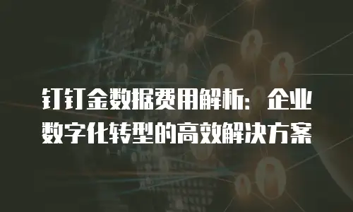 钉钉金数据费用解析：企业数字化转型的高效解决方案