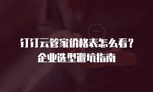 钉钉云管家价格表怎么看？企业选型避坑指南