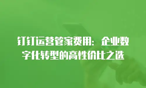 钉钉运营管家费用：企业数字化转型的高性价比之选