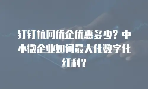 钉钉杭网优企优惠多少？中小微企业如何最大化数字化红利？