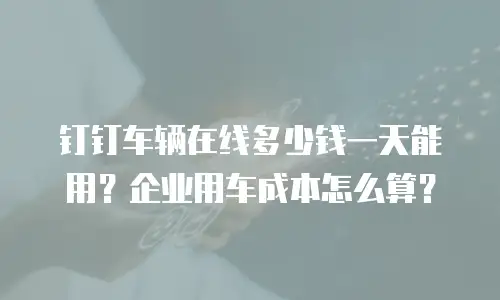 钉钉车辆在线多少钱一天能用？企业用车成本怎么算？