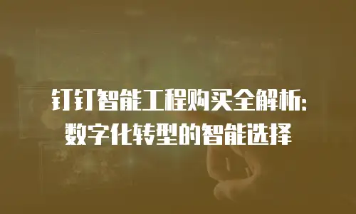 钉钉智能工程购买全解析：数字化转型的智能选择