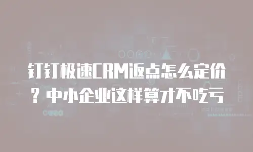 钉钉极速CRM返点怎么定价？中小企业这样算才不吃亏