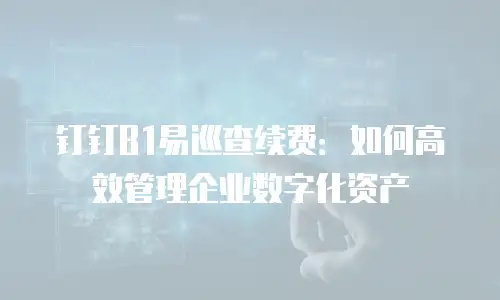 钉钉B1易巡查续费：如何高效管理企业数字化资产