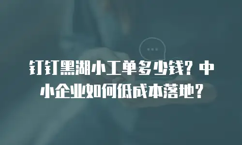 钉钉黑湖小工单多少钱？中小企业如何低成本落地？