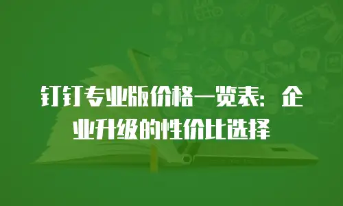 钉钉专业版价格一览表：企业升级的性价比选择