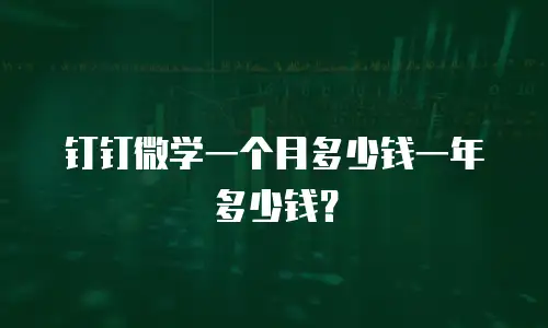 钉钉微学一个月多少钱一年多少钱？