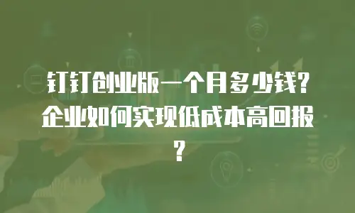 钉钉创业版一个月多少钱？企业如何实现低成本高回报？