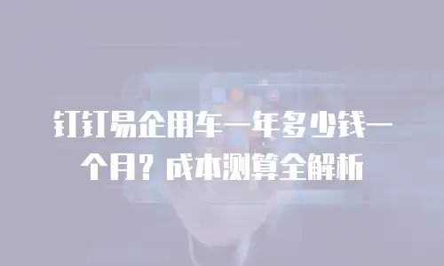 钉钉易企用车一年多少钱一个月？成本测算全解析