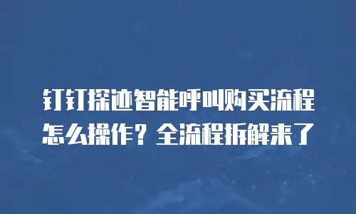 钉钉探迹智能呼叫购买流程怎么操作？全流程拆解来了