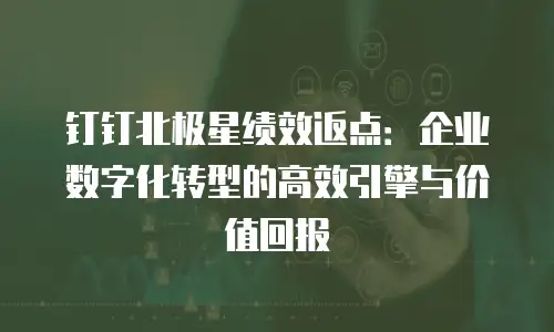 钉钉北极星绩效返点：企业数字化转型的高效引擎与价值回报