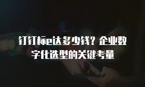 钉钉标e达多少钱？企业数字化选型的关键考量