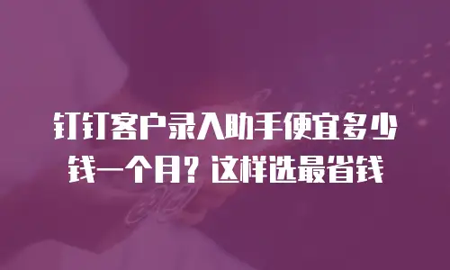 钉钉客户录入助手便宜多少钱一个月？这样选最省钱