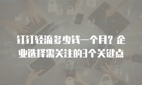 钉钉轻流多少钱一个月？企业选择需关注的3个关键点
