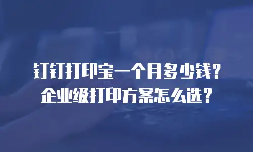 钉钉打印宝一个月多少钱？企业级打印方案怎么选？