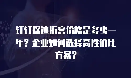 钉钉探迹拓客价格是多少一年？企业如何选择高性价比方案？