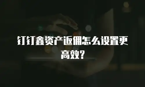 钉钉鑫资产返佣怎么设置更高效？