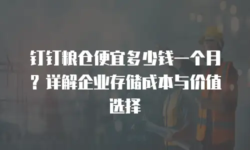 钉钉粮仓便宜多少钱一个月？详解企业存储成本与价值选择