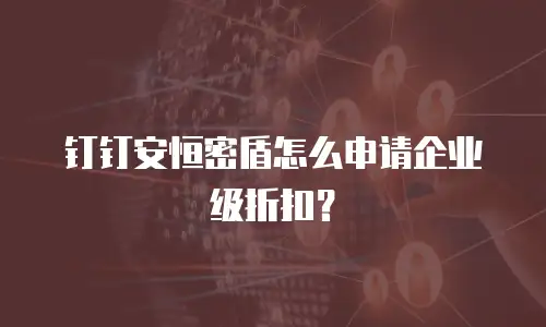 钉钉安恒密盾怎么申请企业级折扣？