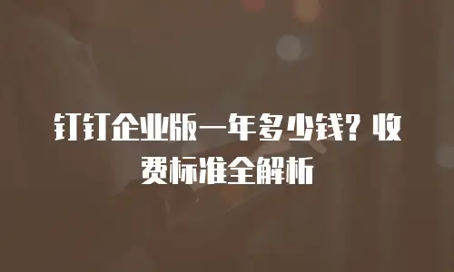 钉钉企业版一年多少钱？收费标准全解析