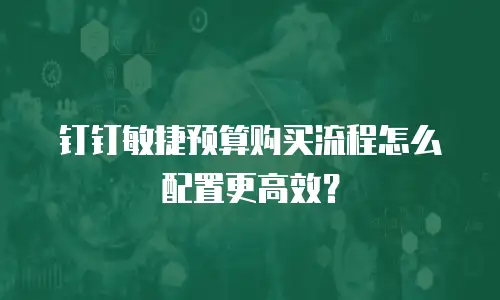 钉钉敏捷预算购买流程怎么配置更高效？
