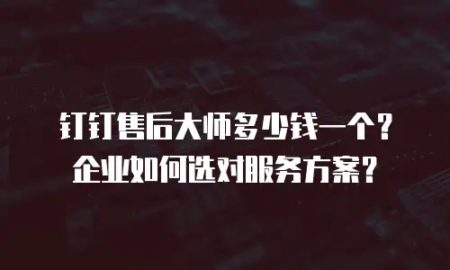 钉钉售后大师多少钱一个？企业如何选对服务方案？