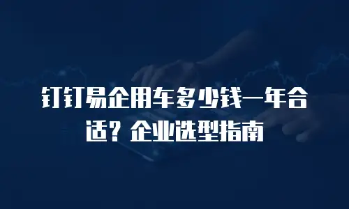 钉钉易企用车多少钱一年合适？企业选型指南