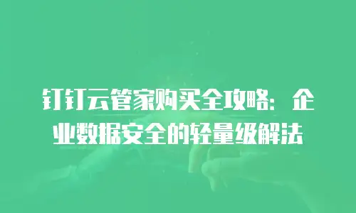 钉钉云管家购买全攻略：企业数据安全的轻量级解法