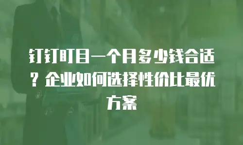 钉钉盯目一个月多少钱合适？企业如何选择性价比最优方案
