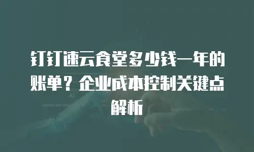 钉钉速云食堂多少钱一年的账单？企业成本控制关键点解析