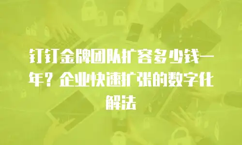 钉钉金牌团队扩容多少钱一年？企业快速扩张的数字化解法