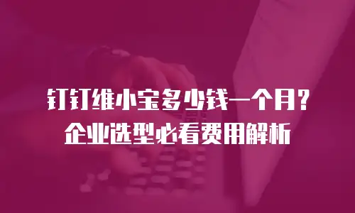 钉钉维小宝多少钱一个月？企业选型必看费用解析
