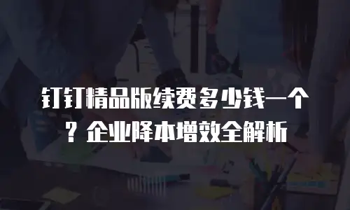 钉钉精品版续费多少钱一个？企业降本增效全解析
