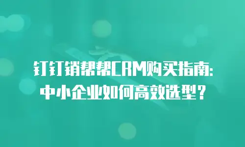 钉钉销帮帮CRM购买指南：中小企业如何高效选型？