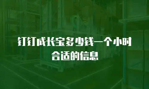 钉钉成长宝多少钱一个小时合适的信息