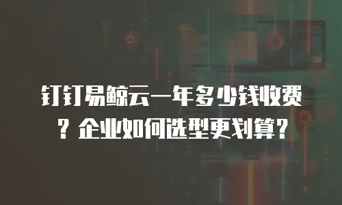 钉钉易鲸云一年多少钱收费？企业如何选型更划算？