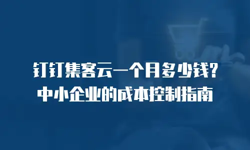 钉钉集客云一个月多少钱？中小企业的成本控制指南
