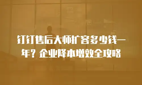 钉钉售后大师扩容多少钱一年？企业降本增效全攻略