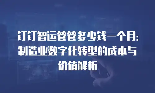 钉钉智运管管多少钱一个月：制造业数字化转型的成本与价值解析
