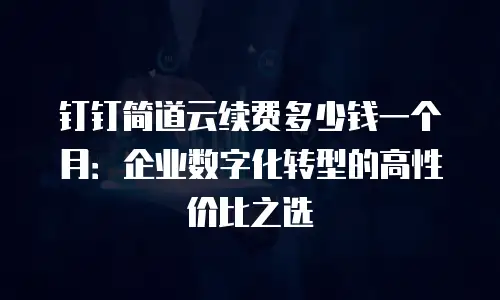钉钉简道云续费多少钱一个月：企业数字化转型的高性价比之选