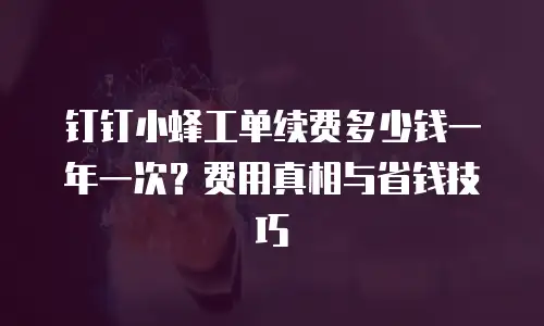 钉钉小蜂工单续费多少钱一年一次？费用真相与省钱技巧