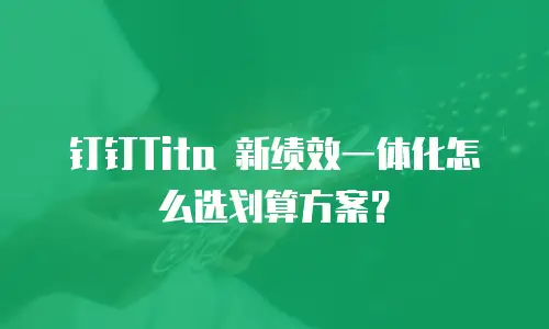 钉钉Tita 新绩效一体化怎么选划算方案？