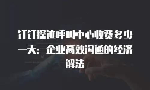 钉钉探迹呼叫中心收费多少一天：企业高效沟通的经济解法