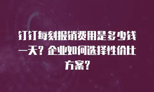 钉钉每刻报销费用是多少钱一天？企业如何选择性价比方案？