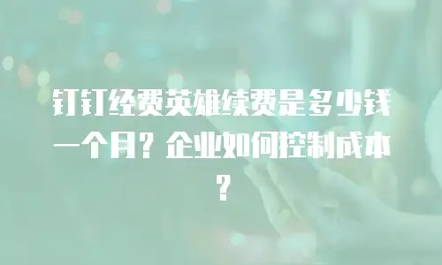 钉钉经费英雄续费是多少钱一个月？企业如何控制成本？