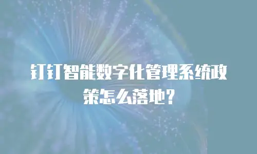 钉钉智能数字化管理系统政策怎么落地？