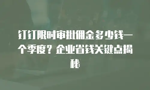 钉钉限时审批佣金多少钱一个季度？企业省钱关键点揭秘