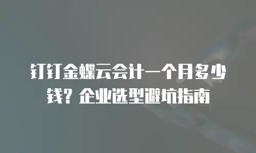 钉钉金蝶云会计一个月多少钱？企业选型避坑指南
